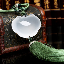 White Crystal Car Pendings High-end Auspicious Ruyi Lock Car Hanging Jewelry High-end Hanging Car Hanging Interior