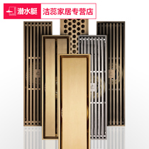 Diving Boat Floor Drain Strip Rectangular Shower Floor Drain Fine Copper Deodorant Toilet Floor Drain Large Displacement Bathroom Floor Drain