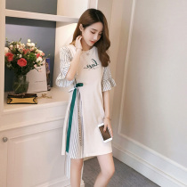 Breastfeeding dress Korean version of striped skirt retro fashion new breastfeeding clothes postpartum summer hot mom model