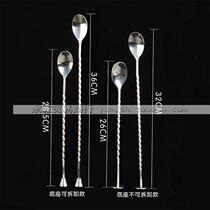  Stainless steel vertical threaded bar spoon Extended coffee milk tea bartending spoon Chicken tail wine bartending stick mixing bar spoon