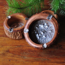 Thai retro solid wood ashtray creative personality handmade embossed hotel bar ashtray large