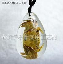 Z10 Insect crystal amber necklace Sweater chain Colorless transparent crab means fortune and prosperity Resin true insect