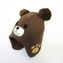 Childrens hat autumn and winter cute bear claw boys ear protection baby thick knit hat baby warm wool hat tide