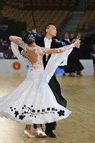 New Century Morden Dance Dress Satin Face Big Swing With Dress Waltz National Mark Dance Competition