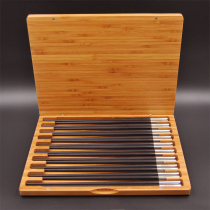 NEWREA New Sharpness Stainless Steel Beveled Urwood Chopsticks Creative Cutlery Luxury Hotel Villa Clubhouse
