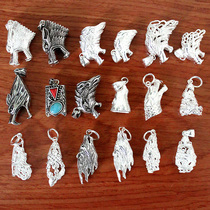 Wolf tooth pendant 925 sterling silver tooth inlaid mens womens necklace bag Black dog tooth pendant Silver tooth tip set anti-crack