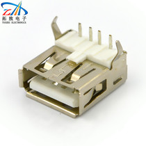 Factory direct a female 90 degree crimping USB female seat AF90 degree white rubber iron USB connector USB socket all copper