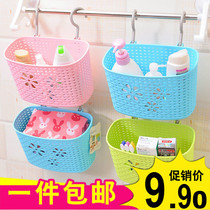 Kitchen creative hanging basket bathroom small hanging blue shelf kitchen plastic hanging basket storage basket basket hanging basket with adhesive hook