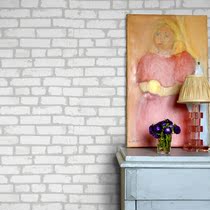 Mediterranean wallpaper white brick wallpaper bar imitation brick brick living room TV background wall 3D stereo effect