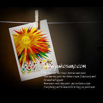 Watercolor painting The Sun and Flowers Smiling sunshine flowers warm illustration postcard