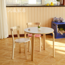  Childrens writing desk and chair combination solid wood kindergarten small dining table square table round table household environmental protection formaldehyde-free fashion