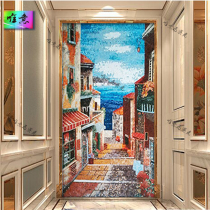 Meritocratic Mediterranean Genguan Background Wall Puzzle Cut Painting Corridor Tile Glass Mosaic Restaurant Eu Style Living Room
