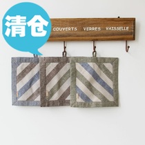 Simple cotton linen fabric square stripe creative non-slip anti-hot thick table mat bowl mat coaster insulation mat