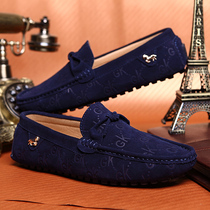 2022 new Inlan bean shoe mens genuine leather breathable spring new white mens shoes Han version of the Tidal Driving Shoe Tide