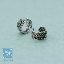 Silver time S925 sterling silver earrings Thai Silver Leaves U-shaped open ear clip no earrings earring studs fashion small earrings