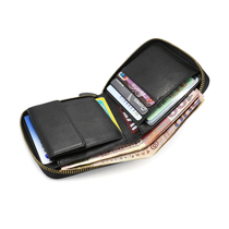 Headlayer Bull Leather Zipper Wallet Genuine Leather Brief Boy Zero Wallet Vertical student Carpack drivers card Coin Bag Tide