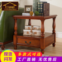 American country solid wood corner few European square few small coffee table Telephone table Marble with drawer sofa side few