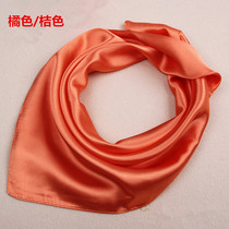 Orange professional square scarf performance men and women orange small square towel activity gift Hotel spring summer autumn silk scarf custom L0GO