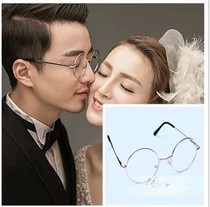 Photoshoot Photography New Wedding Photography Props Han Glasses Men Retro Flat Mirror Slim Bezel Round Glasses