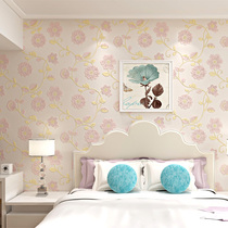 Light pink 3D pastoral wallpaper bedroom living room hotel clothing shop beauty salon simple warm blue relief wallpaper