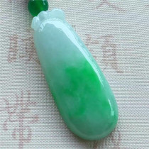 Mingkai jade jade Myanmar natural A goods jade pendant floating sun green large Fu Melon pendant with certificate