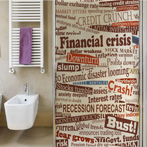 Customized personality English frosted static electricity transparent opaque semi-transparent glass sticker toilet sliding door window sticker