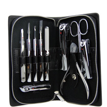 Omeida high-end manicure manicure suit beauty high quality carbon steel durable manicure puleather 10-piece set