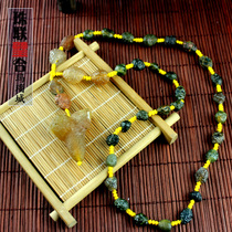 Large clearance Xinjiang natural Alashan original stone pendant water mill Gobi agate long men and women chain