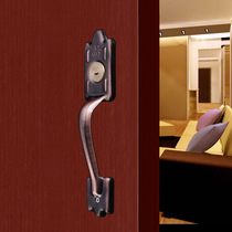 Door lock handle red bronze old anti-theft big iron door handle lock core handle door handle iron door handle