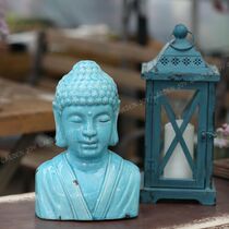 Fall in love with the garden) Garden groceries home decoration blue glaze Buddha statue
