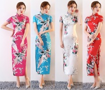 2017 New autumn dignified atmosphere long sleeve old Shanghai forty year old woman silk cheongsam dress