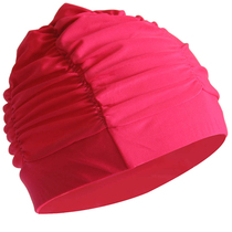 Korean hot selling fashion adult pleated cloth solid color color swimming cap middle child big size long hair comfortable not hair