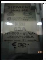  Siemens Fuse 3NA3822 63A NH000 gG gL