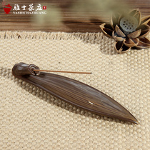 Antique iron glaze ceramic incense burner Incense stick Sandalwood Agarwood Tea Ceremony Buddha line incense lying incense burner Bamboo leaf incense stick