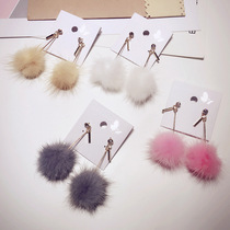 ins superfire piste net red Korean east gate brief ferret fur cute earrings female temperament ear nail accessories fire