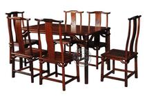 Zhengda Mingyi big red sour branch Ming style Western Table Table Table Table seven sets sour branch table table dining chair combination