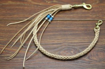 Imported tanned leather leather cowhide hand-woven 8-strand chain key chain financial cloth chain chain chain hanging chain cattle Harley