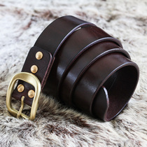 3 4cm wide pure copper day character button handmade leather strap Leather Belt for Dyed Tanning Leather leather strap