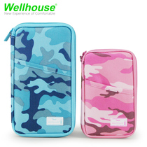 Camouflage multi-function passport package certificate bag aircraft ticket holder wallet card bag outdoor travel supplies