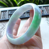 Ming Kai jade 54 circle mouth old pit Nuo seed spring with color princess jade bracelet Myanmar natural A goods jade 170328