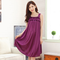 Summer New Lady fattening plus size nightgown Ice Silk thin sling sleeveless fat MM extended pajamas home clothes