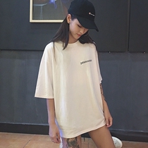 Practice room hip hop hiphop jazz hip hop top clothing letter loose white short sleeve T-shirt men and women tide