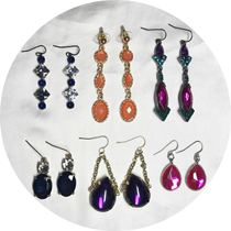 (Collection 14)VINTAGE retro earrings earrings gorgeous court rhinestone water drop chain Blue Purple