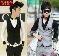Autumn Korean version of Tide mens slim suit vest British business casual suit vest horse clip black Gray