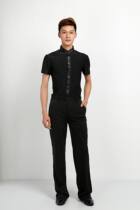 Male Latin Dance Square Dance Performance Suit National Standard Dance Dress dance suit Moden dance Costume Test Class Short Sleeves