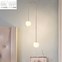 Hot sale Nordic creative bedroom bedside hanging lamp modern simple living room background bar led glass round ball warm