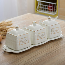 European ceramic seasoning box set household combination kitchen supplies seasoning jar salt box storage box condiment box