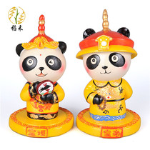 Beijing Sichuan characteristic creative giant panda Forbidden City clay figurines doll Chinese style decoration small ornaments to send foreigners gifts
