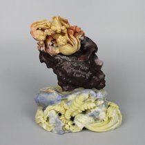  Bluestone carving Zhai Jinyu Mantang Zhoucun dragon egg fish conch exquisite decoration Blue flower nail handicraft pretty color