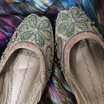 Great Floral Pink Pakistan Handmade Embroidered Shoes Exotic Niwana